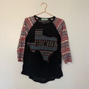 Southern Grace Black Graphic Aztec western Top